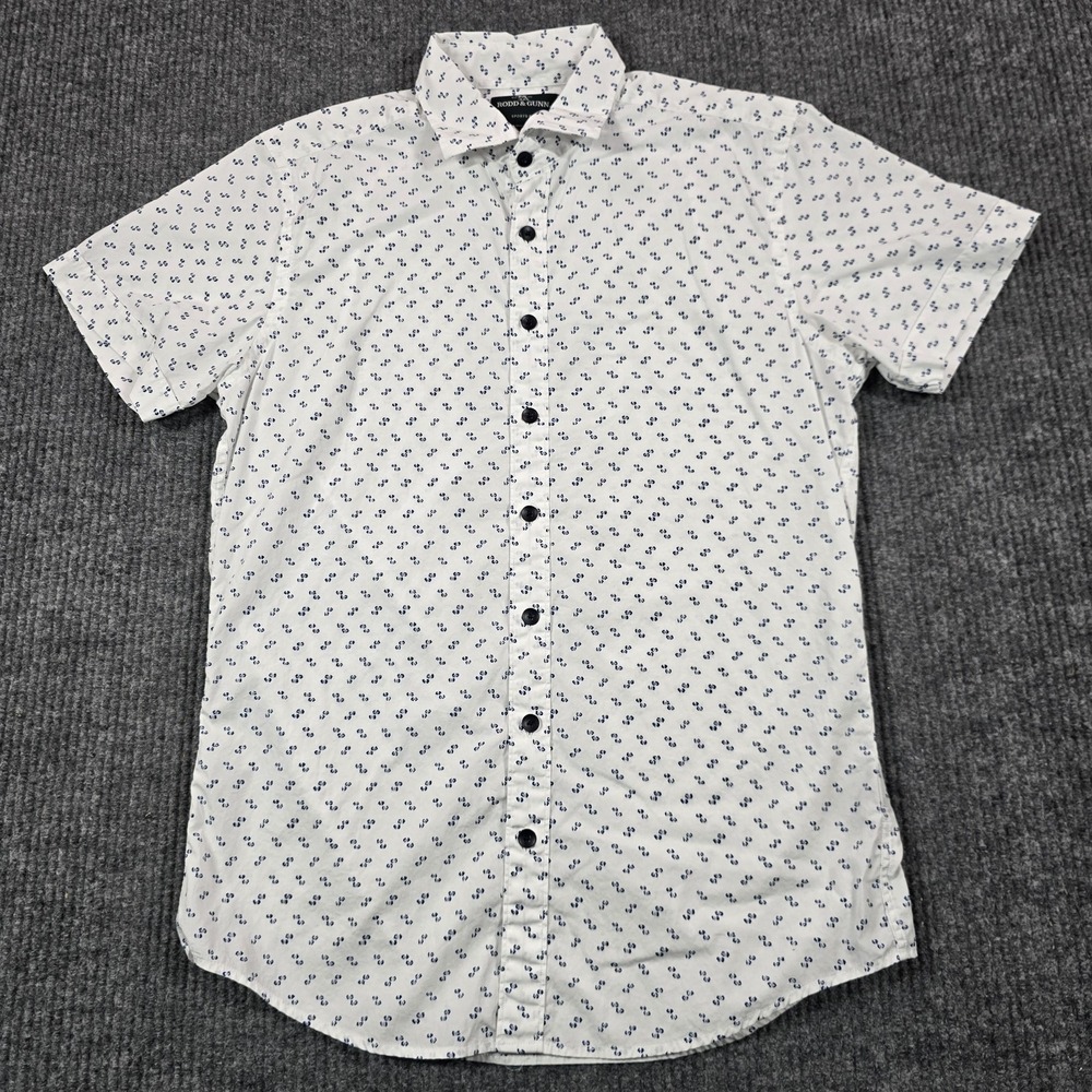 Rodd & Gunn Shirt Mens Small White Graphic Print Sports Fit Short Sleeve Cotton - Picture 1 of 7